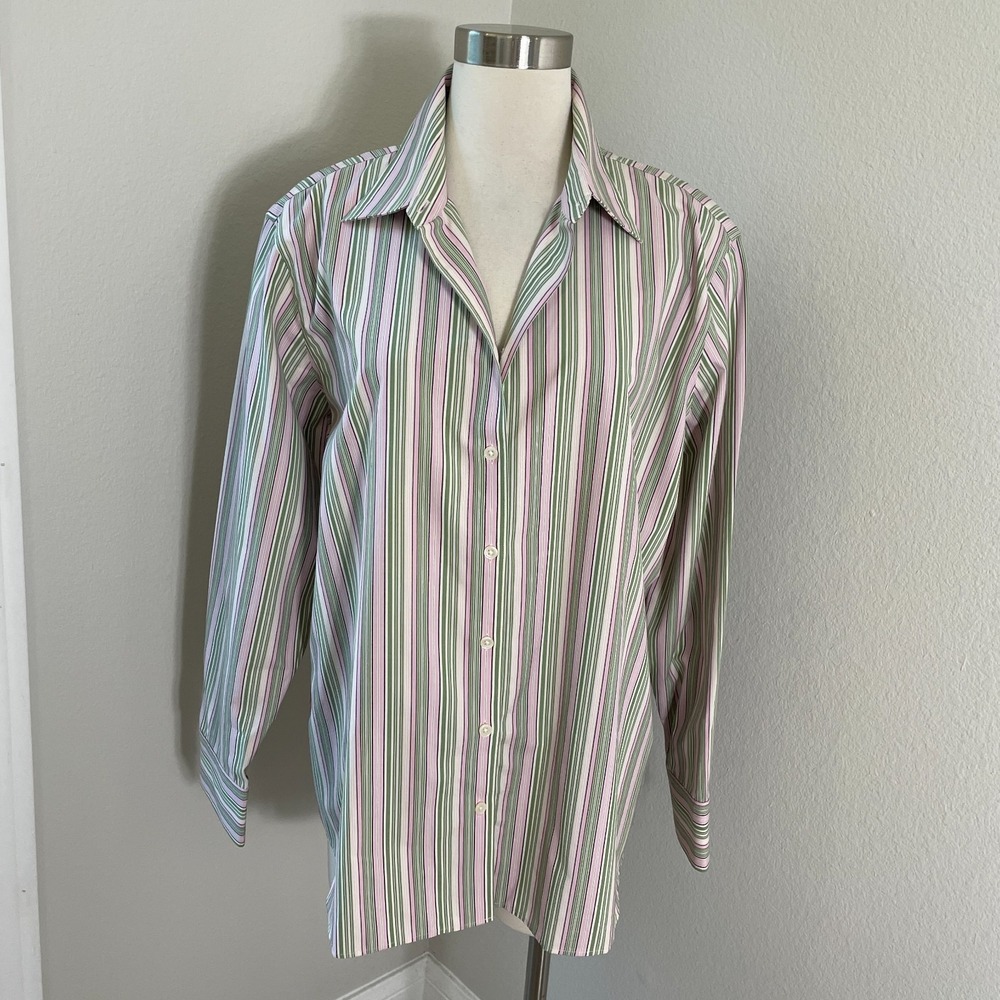 Eddie Bauer Womens Plus XXL Wrinkle Resistant Blouse‎ Striped Long Sleeve Shirt